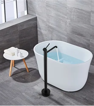 Черный смеситель для ванны с напольной подставкой, белый высокий смеситель для раковины с вращающимся на 360 градусов носиком и насадкой для ручного душа, смеситель для ванны