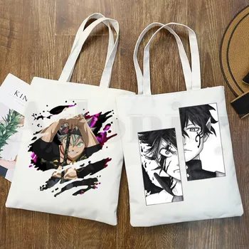 Япония, манга, Аста, Черный клевер, забавный аниме-принт, многоразовые женские сумки для покупок, холщовые сумки-тоут, эко-сумки через плечо